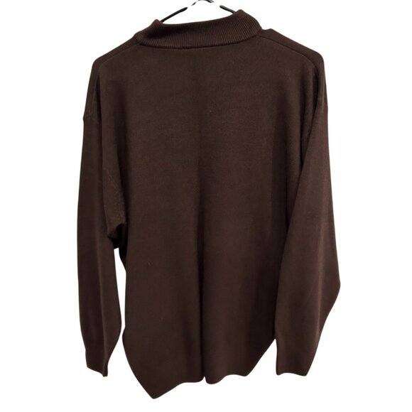 Brown Long-Sleeve Ribbed Knit Mockneck Sweater Sz XL - Picture 2 of 8